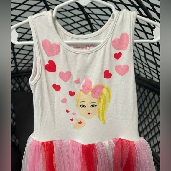 JoJo Siwa Dress Girls Size 4-5T White Pink Red Tulle Sleeveless Layered Cute - Picture 4 of 5